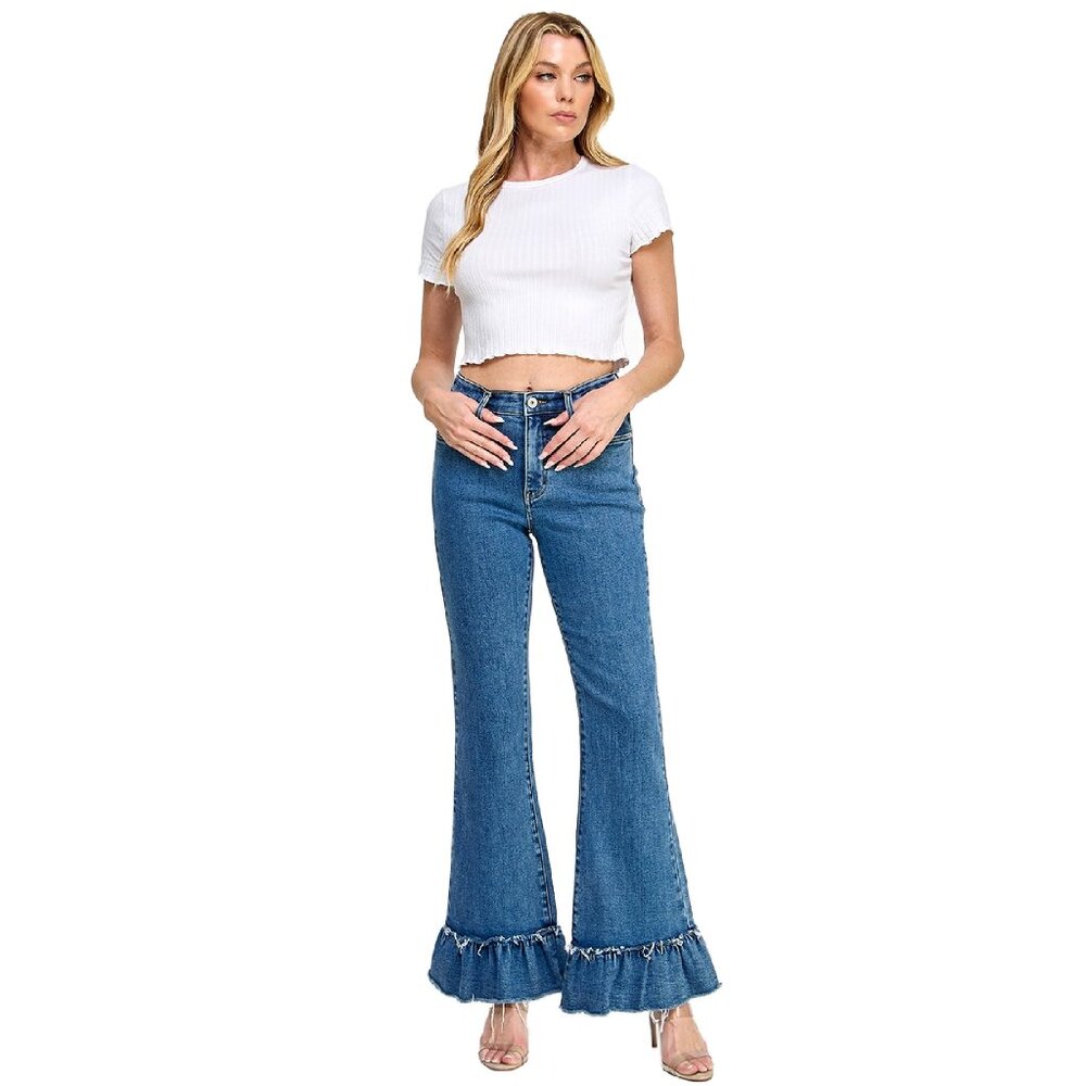 Special A Flare Jeans - Tummy Control With Ruffle Hem